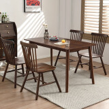 爱必居全实木餐桌家用吃饭桌子餐桌椅组合1.2米胡桃色单桌+4把温莎椅