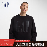 Gap男女装字母印花大logo圆领抓绒卫衣609136简约经典款 黑色 180/100A(XL) 亚洲尺码