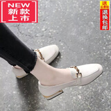 百丽踏【厂牌】24真皮乐福鞋女一脚蹬春款方头粗跟单鞋浅口英伦小 米白色 标准码 37