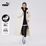 彪马（PUMA）秋冬女子轻盈加厚保暖运动拉链连帽长款羽绒服外套 846361 象牙白-73 M (160/84A)