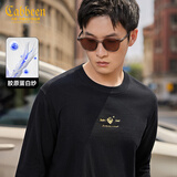 卡宾男装 胶原蛋白针织衫秋新款金线刺绣LOGO线衫舒适毛衣暖A 煤黑色01 M /170/48