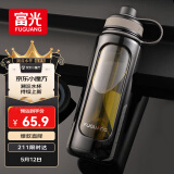 富光高硼硅玻璃杯 大容量泡茶杯双层塑玻带茶隔水杯 男士杯子1000ml