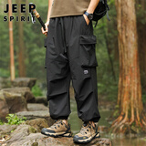 JEEP SPIRIT吉普休闲裤男春夏季多口袋冲锋裤子男宽松工装男裤 黑色 2XL