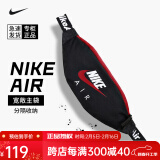 NIKE耐克运动斜挎包户外单肩包腰包 男女跑步腰包多功能健身 黑色红勾 CW9263-011