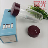 富光高硼硅单层玻璃杯带滤网G1613大容量泡茶新款水杯定制印字 单层无网酒红色送杯套480ml