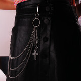 途尊潮人ins原宿风个性街头蹦迪挂饰十字架裤链 百搭双层腰链男女同款 钢色 裤链