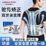 艾尔莎背部矫正器成人驼背开肩矫姿带男肩带男士青少年直背隐形透气神器 【全背支撑丨护腰一体】AR-011 L码【130-160斤】