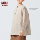 无印良品（MUJI）女式 麻盘扣衬衫 新中式女士汉麻衬衣外套内搭长袖上衣 淡黄色 L  165/88A