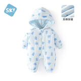 舒贝怡婴儿衣服新生儿连体衣男女保暖夹棉满月周岁宝宝哈衣百天爬服蓝73