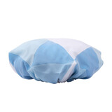 多样屋（TAYOHYA）浴帽女防水成人沐浴洗澡家用帽厨房做饭防油烟帽子加大号发帽 森菱格纹-蓝