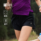 必迈新款1.5寸跑步运动短裤轻弹速干马拉松竞速竞训清爽舒适短裤 骑士黑【女】 M