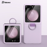 balueus三星zflip5手机壳Galaxy Z Flip7小折叠屏硅胶保护套flip6手带式外壳Flip5新款全包防摔 【浅紫色】指环肤感壳 三星zflip5