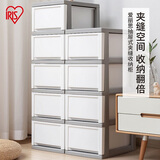 爱丽思（IRIS）塑料抽屉式收纳柜爱丽丝缝隙整理柜客厅厨房卧室窄型衣物储物柜丝 4层 浅茶/白【面宽32cm】