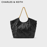 CHARLES&KEITH大容量柔软菱格包面链条单肩托特包包女包生日礼物CK2-30151287 Black黑色 XL