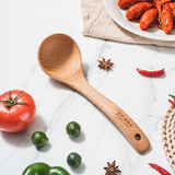 神田天然榉木锅铲原木长柄不粘锅铲平底锅无漆无蜡不伤锅汤勺铲子 汤勺（天然榉木）