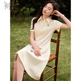 初申夏季polo短袖连衣裙女精致字母刺绣收腰显瘦休闲百搭裙子S52Q014