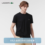 LACOSTE法国鳄鱼男装易打理舒适纯色休闲圆领短袖T恤|TH6709 031/黑色 02/XS(此款偏大 建议选小一码)