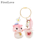 AIMORNY粉玫瑰花甜蜜鼠钥匙扣礼盒永生花圣诞情人节生日礼物送女友