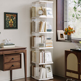 宜美汇（YIMEIHUI）旋转书架儿童绘本简易家用省空间简约落地学生创意置物收纳书柜 方形/移动款2层【36*36*72.5】