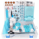 JUYA 俊雅衍纸工具套装完整工具套装共25件手工工具配电动衍纸笔送大工具盒+线稿图送教程可选含衍纸 蓝色25件完整工具套装(不含衍纸) 衍纸宽度5mm