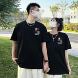 MDlila《两件装》情侣装夏季衣服短袖t恤套装一男一女宽松上衣班服定制 男黑+女黑 3XL 男+女M