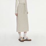 范思蓝恩半拉领廓形落肩加绒加厚重磅卫衣女冬季2024新款14491 燕麦灰半身裙 L