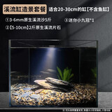 疯狂水草鱼缸造景装饰溪流石底部砂石天然溪流缸南美缸造景石乌龟躲避晒台 溪流缸造景套餐（20-30cm缸）