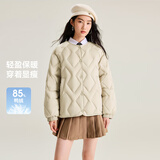 雪中飞新款时尚百搭经典斜插大口袋防风袖口保暖女士短款羽绒服女 奶茶米|7432 M /165/88A