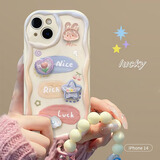 唯诺思（wenose） 适用苹果14手机壳iphone14保护套全包防摔男女款创意保护壳油纹立体公仔+链条