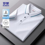 罗蒙（ROMON）短袖t恤男夏季纯色polo中青年凉感翻领T恤衫S3T258406霜白180