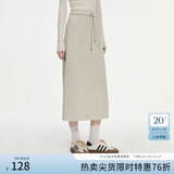 范思蓝恩半拉领廓形落肩加绒加厚重磅卫衣女冬季2024新款14491 燕麦灰半身裙 XS