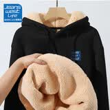 JEANSWEST LIFEJEANSWEST LIFE真维斯羊羔绒男士卫衣秋冬带帽款加绒加厚保暖学生套头冬装上衣潮