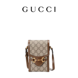 GUCCI古驰Gucci Horsebit 1955系列迷你手袋斜挎包 米色/乌木色 均码