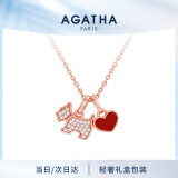 AGATHA/瑷嘉莎 爱心小狗轻奢银项链女 七夕情人节生日礼物送女友高级感 玛瑙红