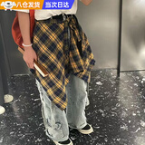 明月归遮屁帘子女打底神器假下摆内搭叠穿休闲风裙边遮屁股屁帘裙 黑黄格