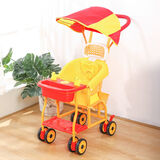 尚娇酷婴儿仿藤手推车藤椅宝宝轻便推车夏季八轮儿童车新款通风易洗推车 D60加靠枕坐垫遮阳棚