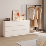 墨林竹海实木梳妆台斗柜衣帽架一体奶油风轻奢化妆桌卧室收纳柜落地挂衣架 1米六斗柜右衣帽架