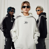 A CHOCK美式拼接小logo印花插肩袖帽衫情侣加绒连帽卫衣 花灰色 花灰色 XL