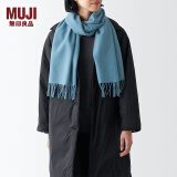 无印良品（MUJI）羊毛编织 围巾 围脖 女式 DD0IOA4A 烟熏蓝色 35*164cm