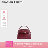 CHARLES&KEITH鳄鱼纹凯莉包手提斜挎包婚包包女包生日礼物CK2-50270880-1 Burgundy葡萄酒红色 S