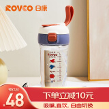 日康（rikang）水杯 儿童吸管杯直饮杯学生便携双饮杯Tritan400ml B1063-1 蓝色