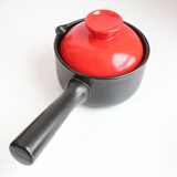 盛心玖陶瓷小奶锅迷你燃气耐高温砂锅热牛奶煮粥泡面宝宝家用辅食小锅 黑红色 15.5cm 1L