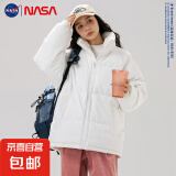 NASA BASE美式棉服男女款秋冬潮牌宽松休闲保暖面包服情侣百搭加绒加厚棉袄 NASA-111白色【男女同款】 M