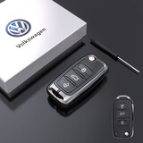 曲园大众钥匙套新速腾朗逸途观L探岳途昂x帕萨特CC宝来途岳汽车包扣壳 大众A款 亮黑枪(单壳)