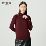 深呼吸DEEP BREATH女装金属扣可机洗纯羊毛针织衫女A301328 安可拉红 L (4)