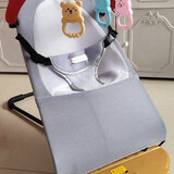 婴儿摇摇椅哄娃神器哄宝宝哄睡摇篮躺椅可折叠可调节摇摇椅安抚椅 音乐款+灰色双网+四季通用加电池 单个摇椅