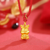 蒂蔻（Tico）新年礼物本命年足金十二生肖黄金吊坠兔项链3D硬金兔生肖挂坠