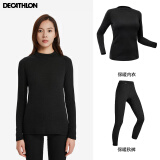 迪卡侬（DECATHLON）保暖内衣男女秋衣秋裤速干防寒滑雪上衣裤子套装- BL 100 SKI100 女士-黑色套装 L