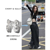 CHERY KALLY【于文文同款】刀锋厚底增高老爹鞋女2026秋季新款休闲运动鞋4216 银色 silvery -少量现货先拍先发 35 (225mm)