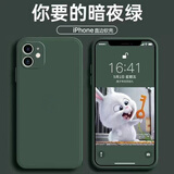 阿斯汀（ATHDDIN） 苹果系列型号手机壳iPhone 直边精孔硅胶软壳带苹果标 暗夜绿【纯色软壳】 苹果12